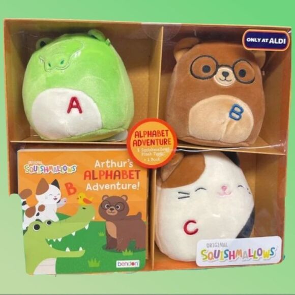 🎂 NIB Arthur’s Alphabet Adventure Squishmallows & Book 3 Squish & 1 Book Cam - Picture 1 of 2